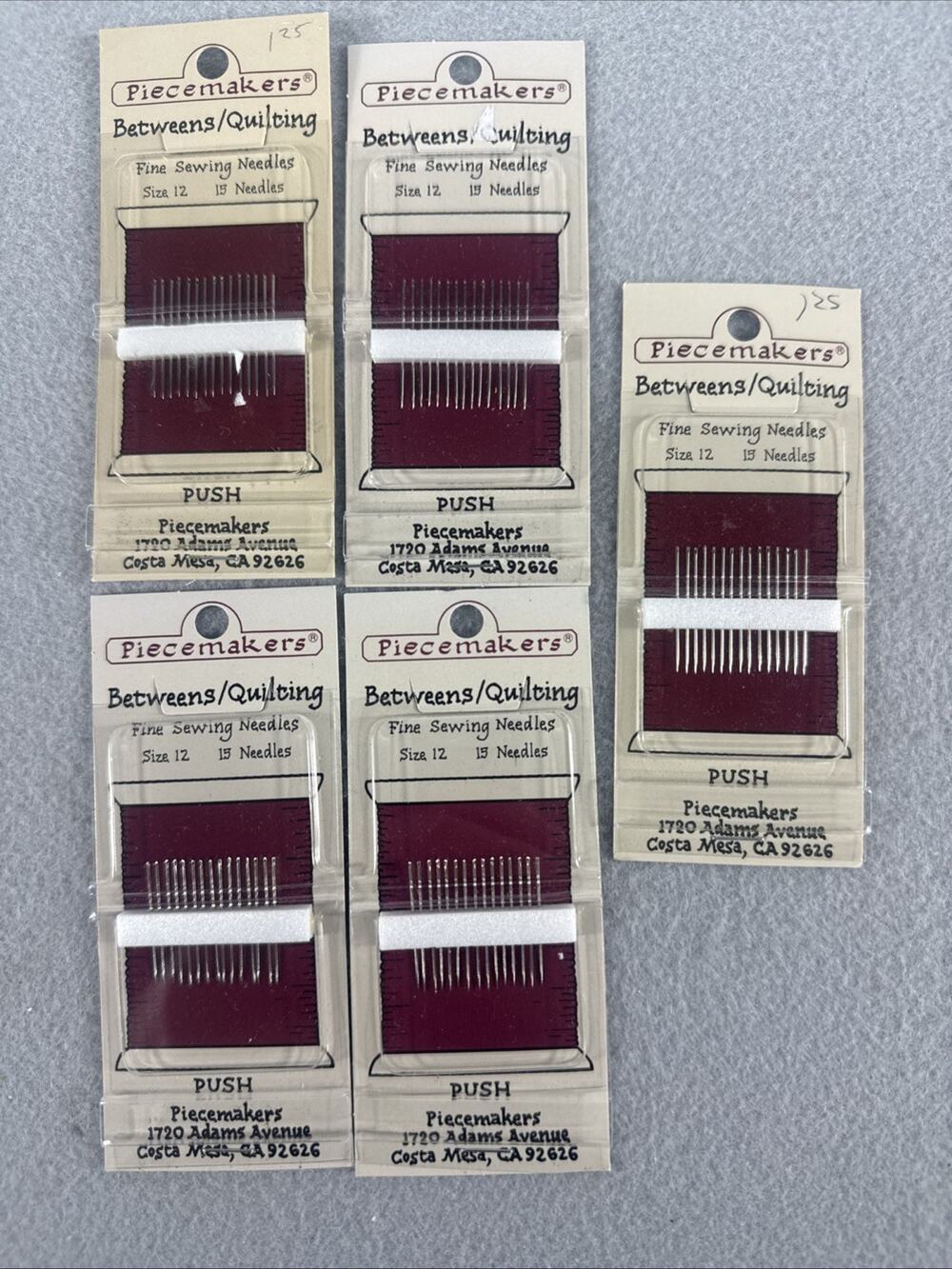 5 Packs Piecemakers Betweens Quilting Needles Size 12 Hand Sewing Bulk Lot NOS